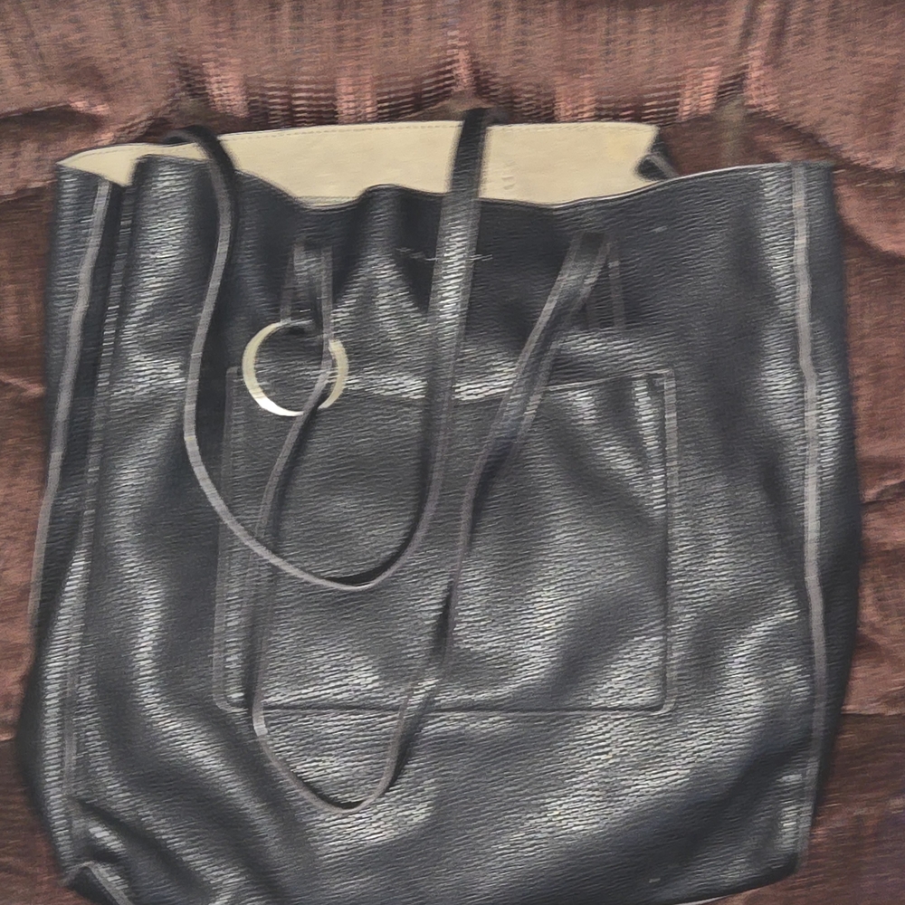 Black Leather Tote Bag